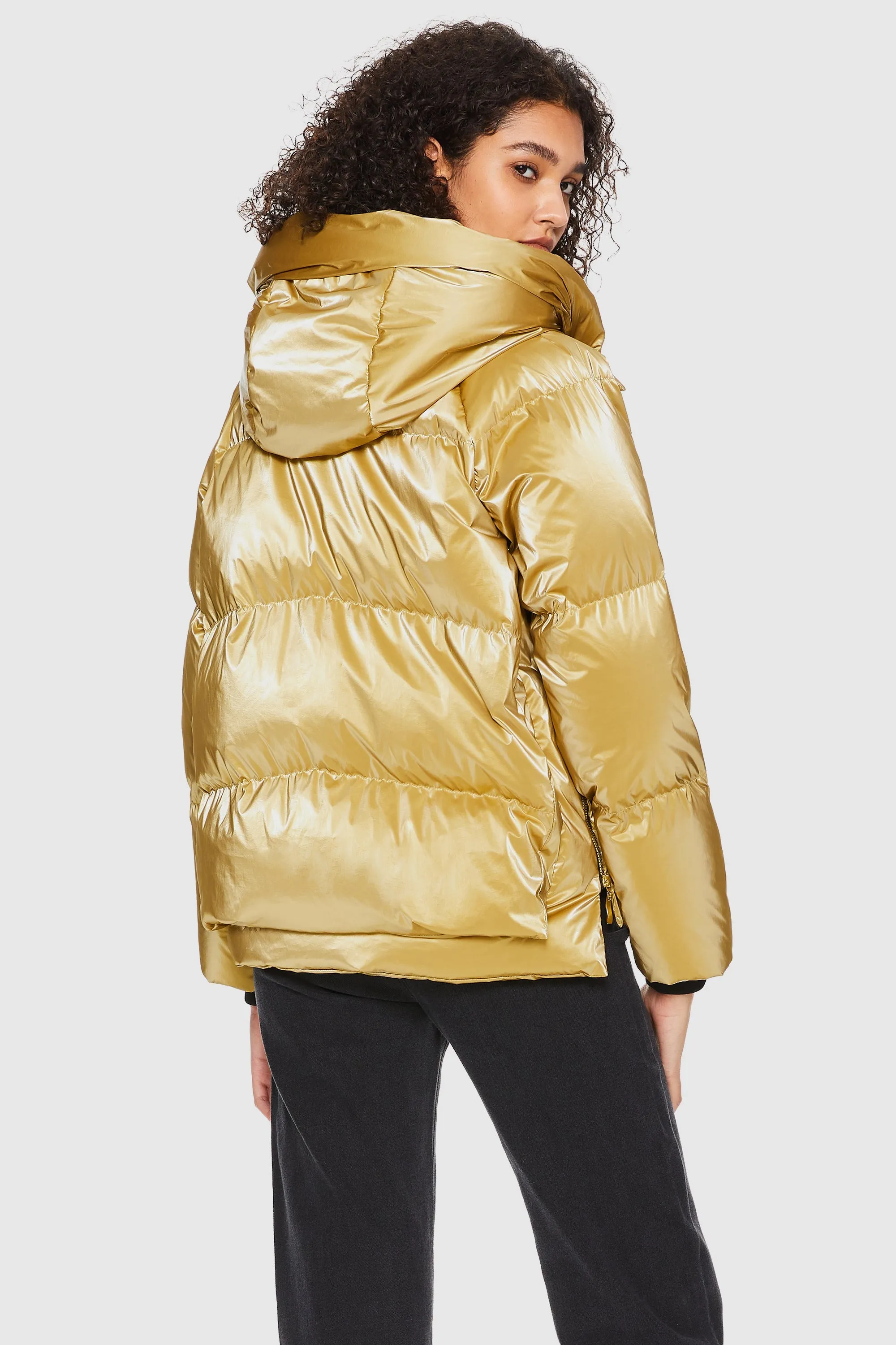 092 Cosmos Cropped Metallic Down Jacket