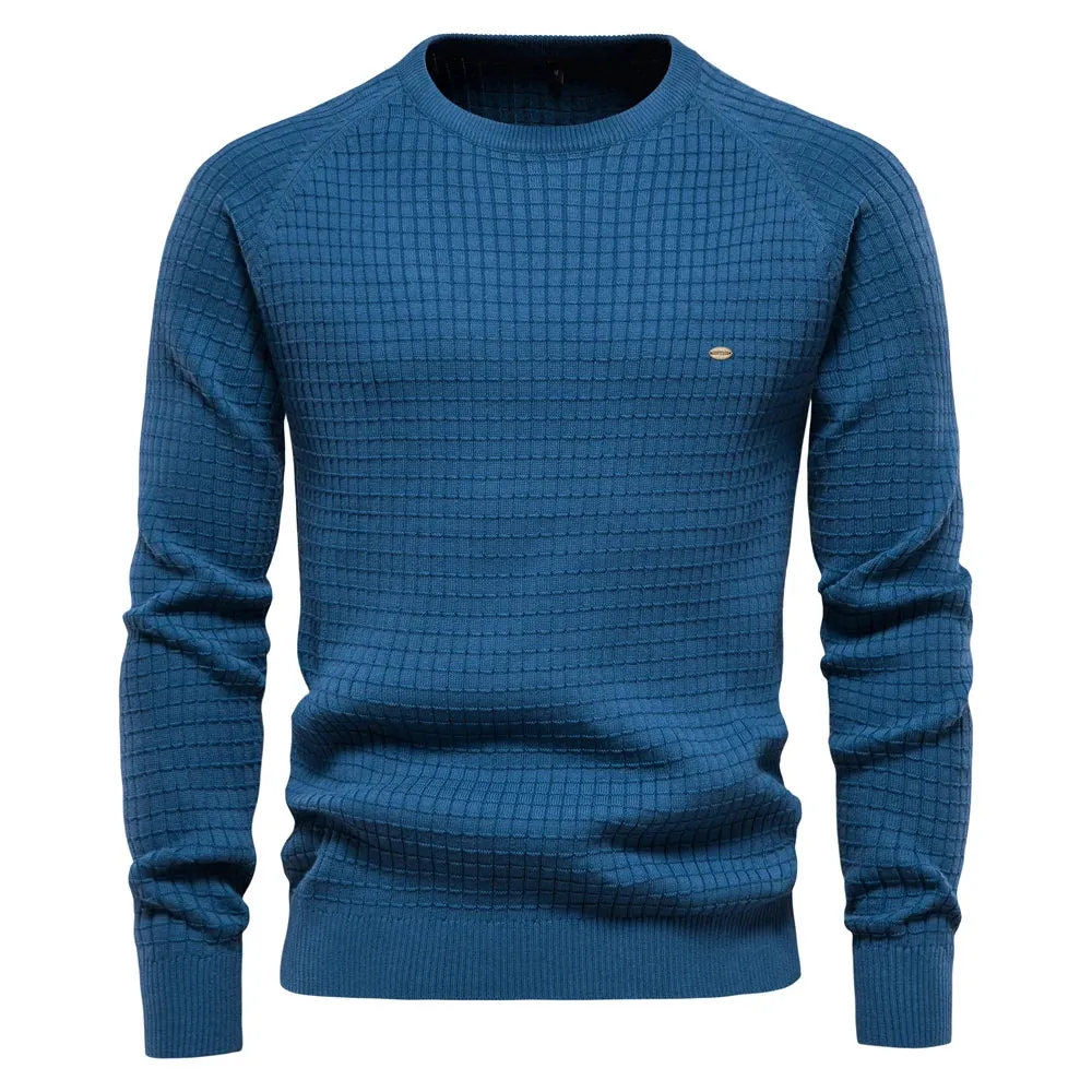 100% Cotton Men Sweaters Soild Color O-neck High Quality Mesh Pullovers Male New Winter Autumn Basic Sweaters for Men