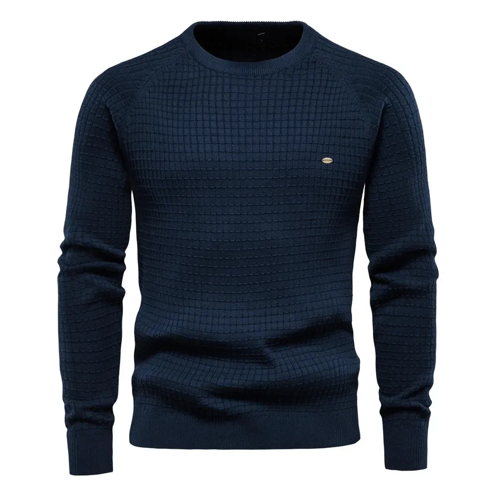 100% Cotton Men Sweaters Soild Color O-neck High Quality Mesh Pullovers Male New Winter Autumn Basic Sweaters for Men