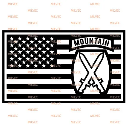 10th Mountain in US Flag Vinyl Decal