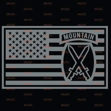 10th Mountain in US Flag Vinyl Decal