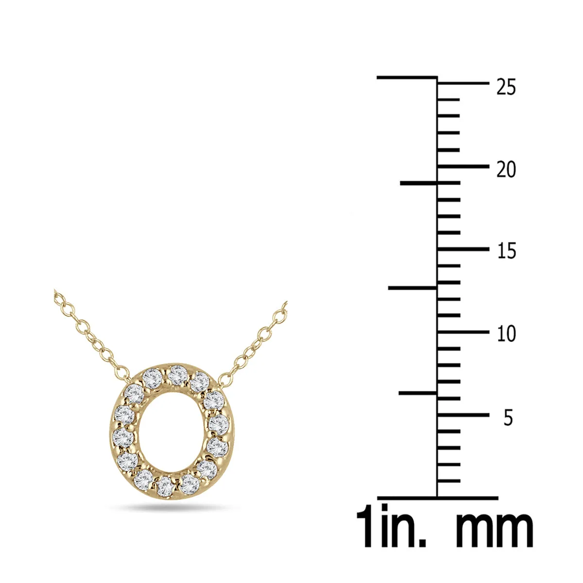 1/10 Carat Tw O Initial Diamond Pendant In 10K Yellow Gold