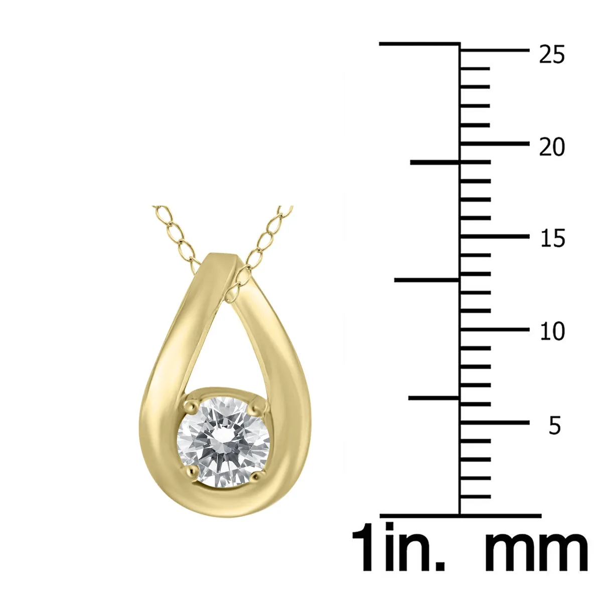 1/2 Ctw Tear Drop Natural Diamond Solitaire Pendant In 10K Yellow Gold