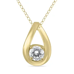 1/2 Ctw Tear Drop Natural Diamond Solitaire Pendant In 10K Yellow Gold