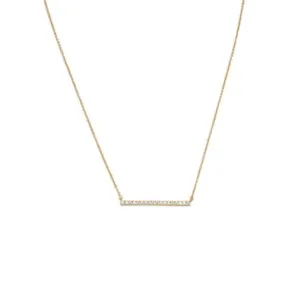 14 Karat Gold Plated Sterling Silver Cubic Zirconia Bar Necklace- M H W ACCESSORIES