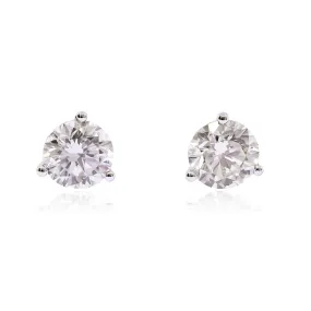 14K WHITE GOLD DIAMOND STUD EARRINGS - 3.00CTW