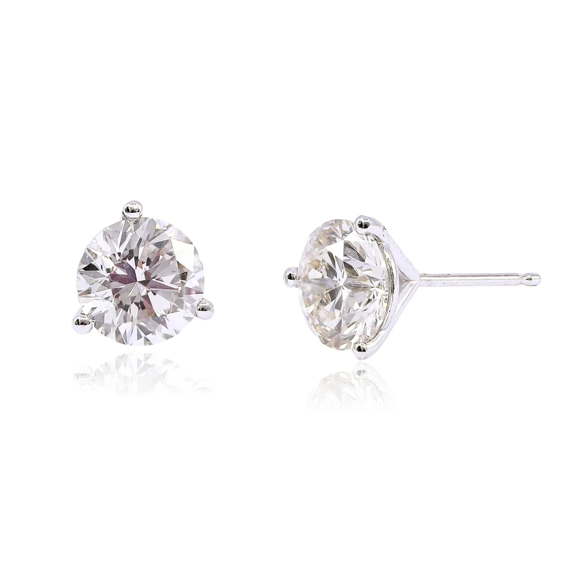 14K WHITE GOLD DIAMOND STUD EARRINGS - 3.00CTW