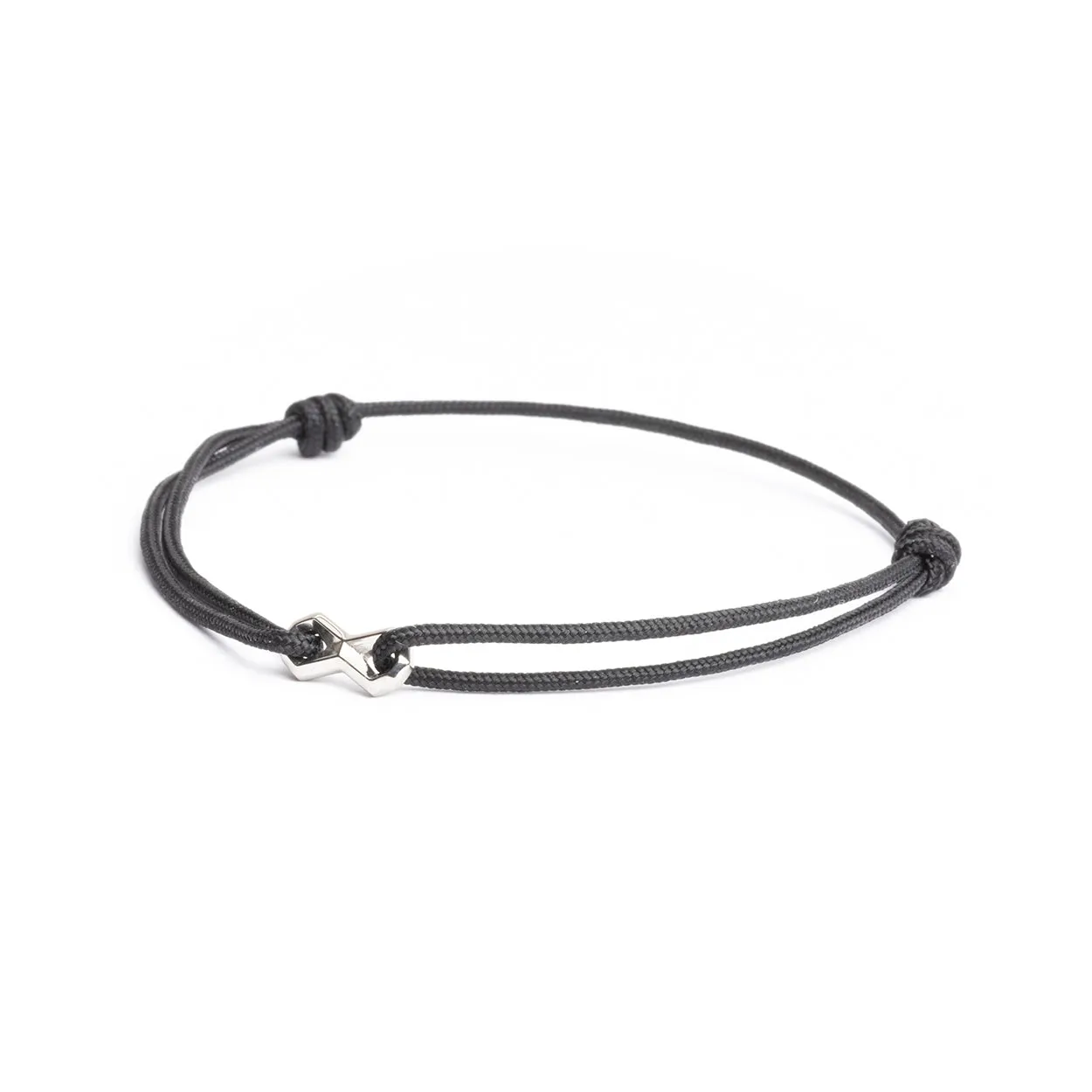 1.5mm Black nylon bracelet with a silver Infinity sign