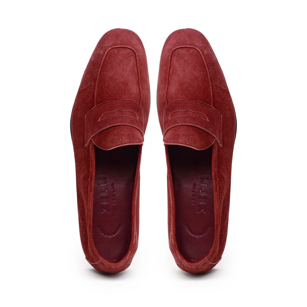 16-100-RED TASCA Italian Sueded Kid Loafer Red