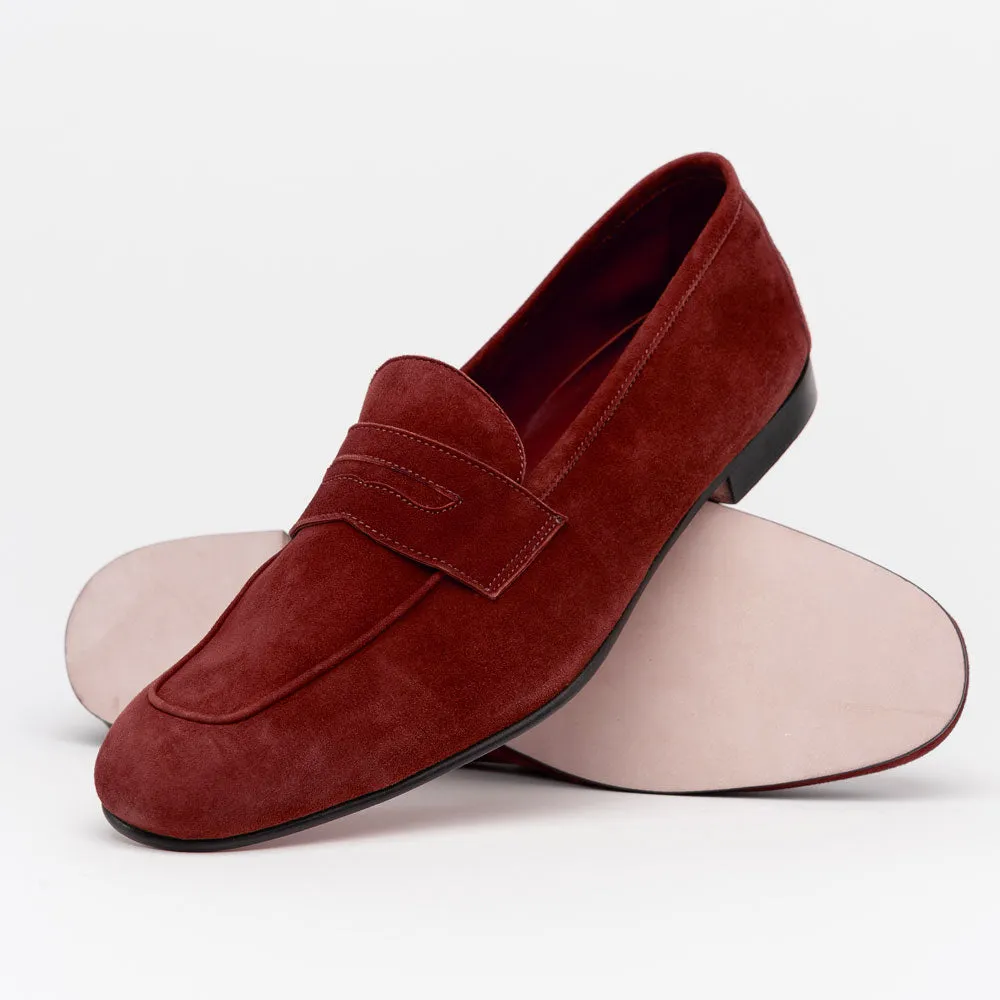 16-100-RED TASCA Italian Sueded Kid Loafer Red