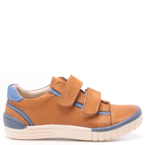 (2066-18/2071-18) Mustard/blue low Velcro Trainers