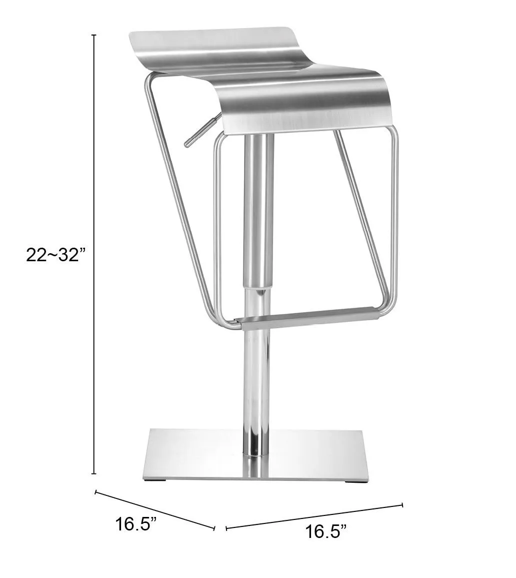 22" Silver Swivel Backless Bar Height Chair With Footrest By Homeroots