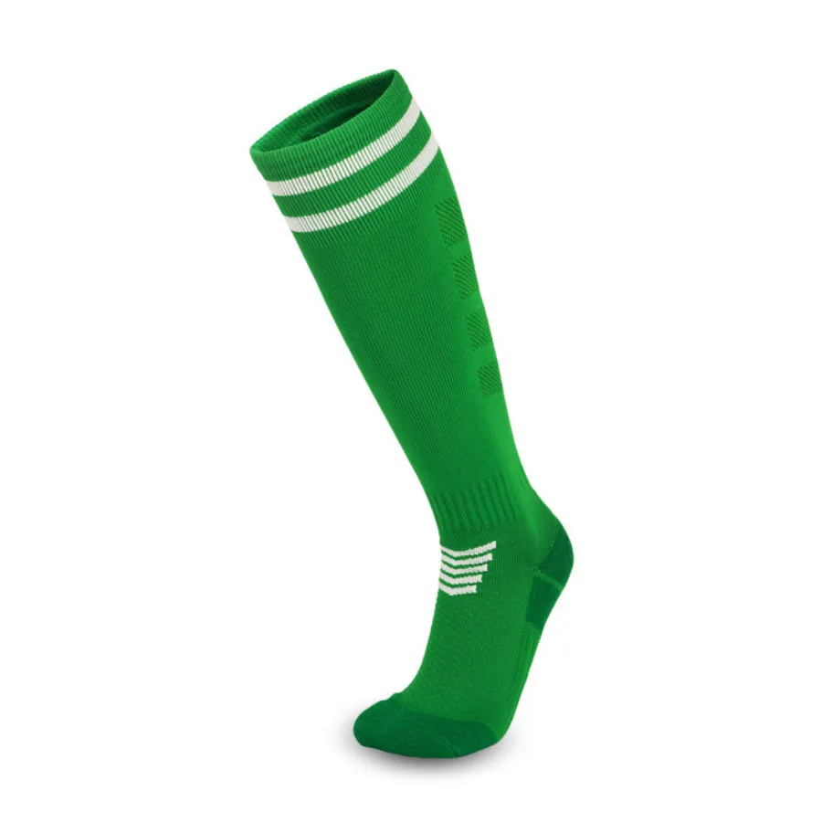 3 Pack Junior Green Football Socks with Striped