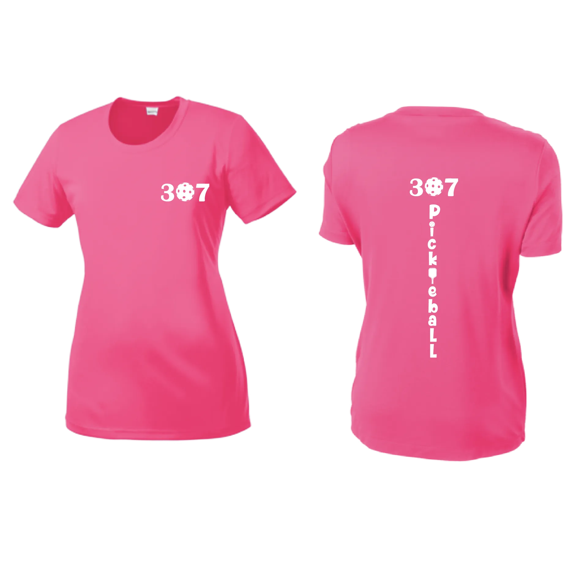 307 Wyoming Pickleball Club | Women’s Short Sleeve Crewneck Athletic Shirts | 100% Polyester