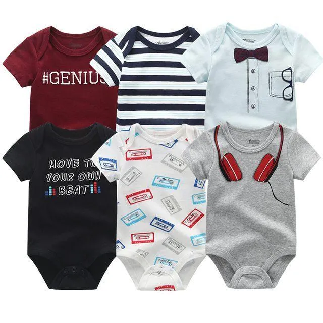 6pcs/lot Baby Bodysuit Fashion body Suits Short Sleeve Newborn Infant Jumpsuit Cartoon kids baby girl clothes