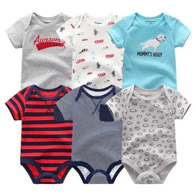 6pcs/lot Baby Bodysuit Fashion body Suits Short Sleeve Newborn Infant Jumpsuit Cartoon kids baby girl clothes