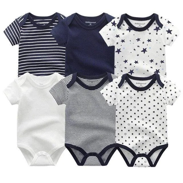 6pcs/lot Baby Bodysuit Fashion body Suits Short Sleeve Newborn Infant Jumpsuit Cartoon kids baby girl clothes