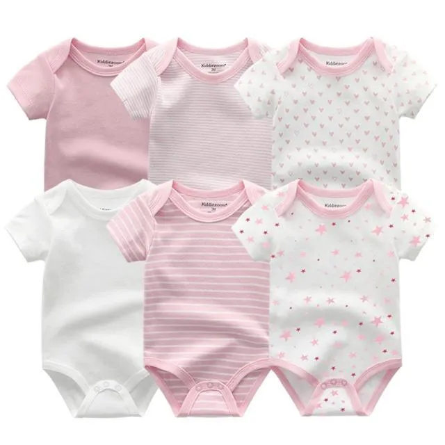 6pcs/lot Baby Bodysuit Fashion body Suits Short Sleeve Newborn Infant Jumpsuit Cartoon kids baby girl clothes