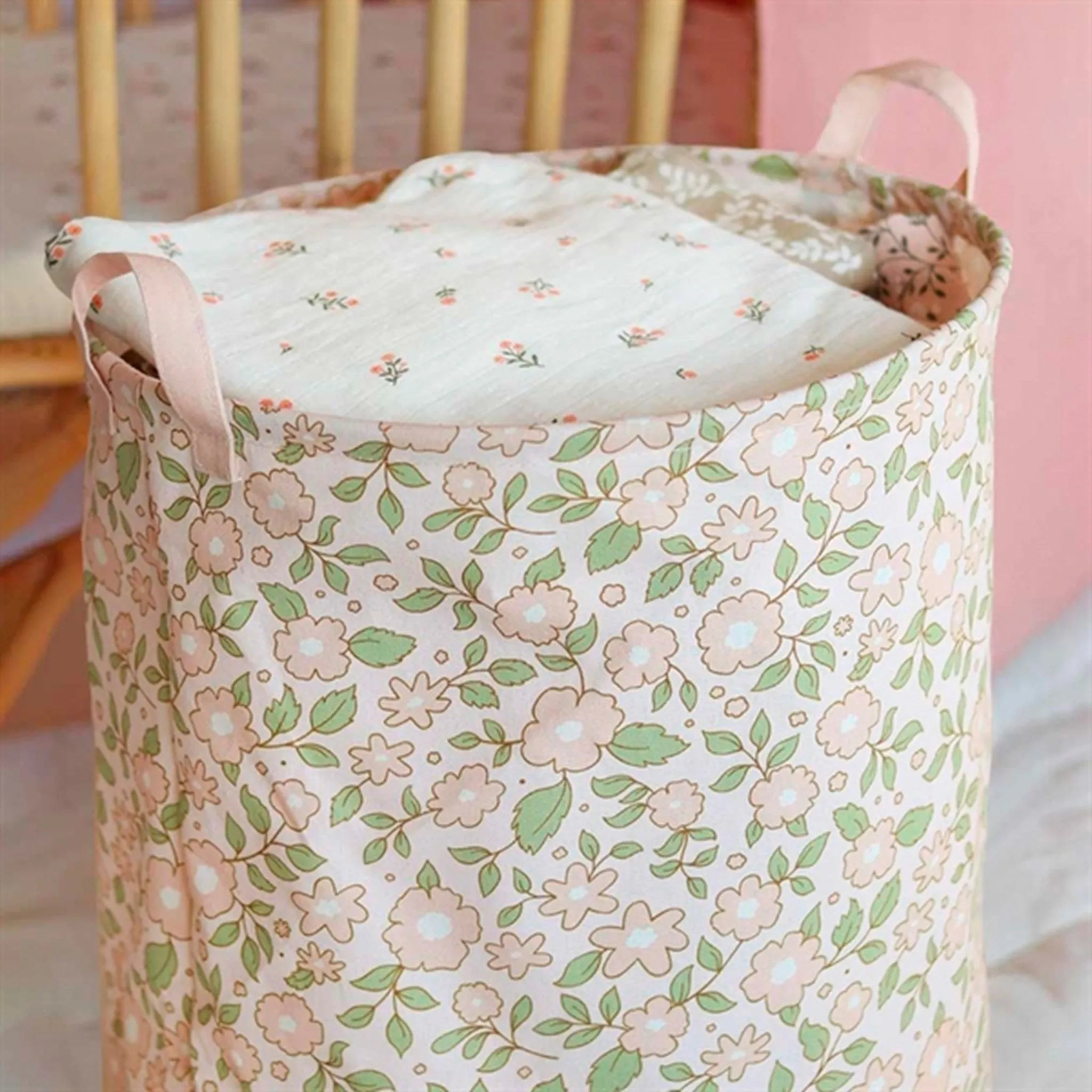 A Little Lovely Company Storage Basket Blossoms Pink