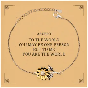 Abuelo Gift. Birthday Meaningful Gifts for Abuelo, To me You are the World. Standout Appreciation Gifts, Sunflower Bracelet with Message Card for Abuelo