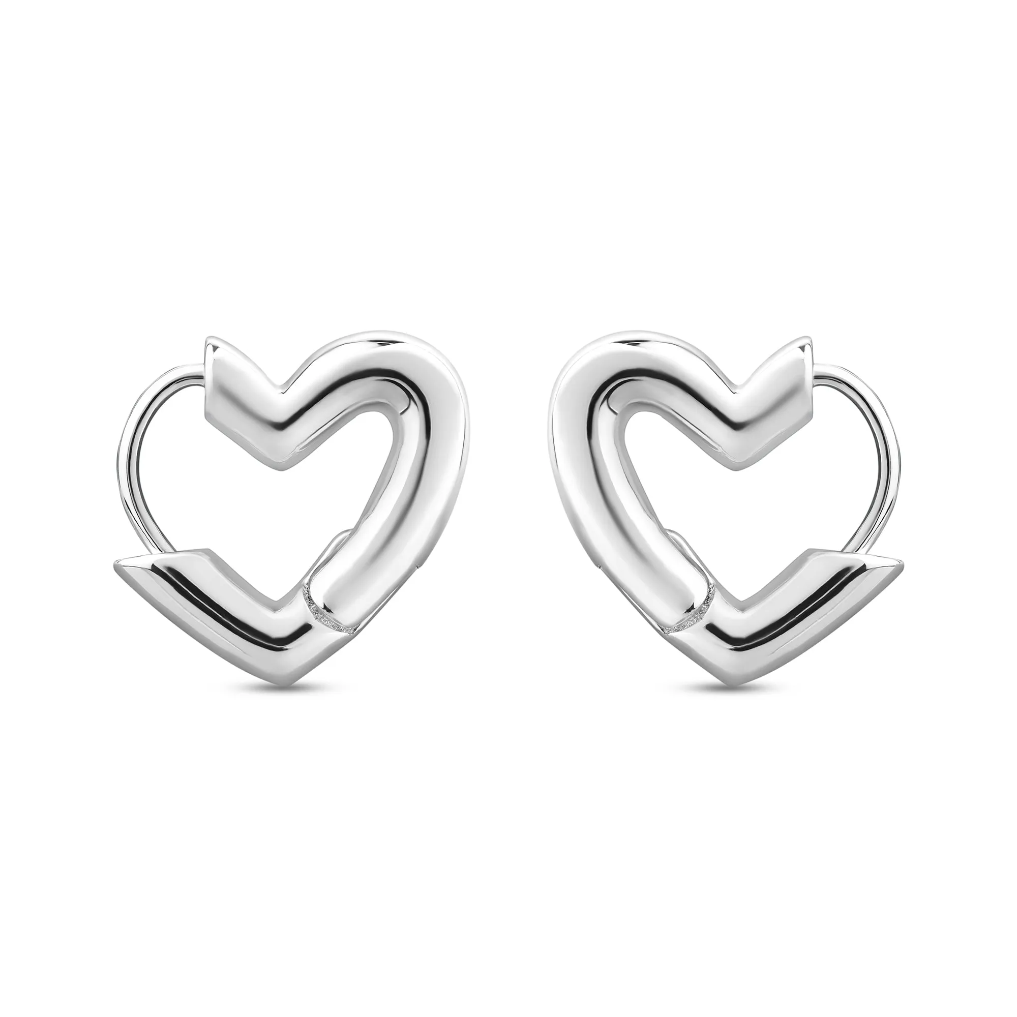 Accessorize London Women's Sterling Silver-Plated Heart Hoop Earrings