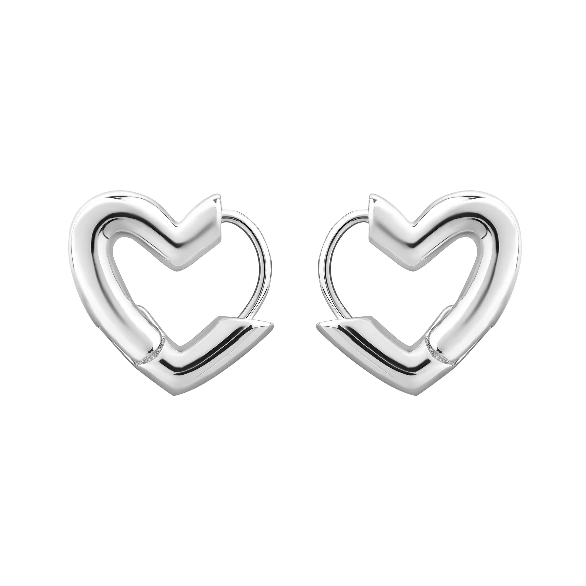 Accessorize London Women's Sterling Silver-Plated Heart Hoop Earrings