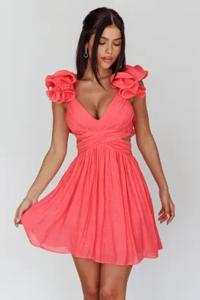 Adagio Lace-Up Back Mini Dress Flamingo