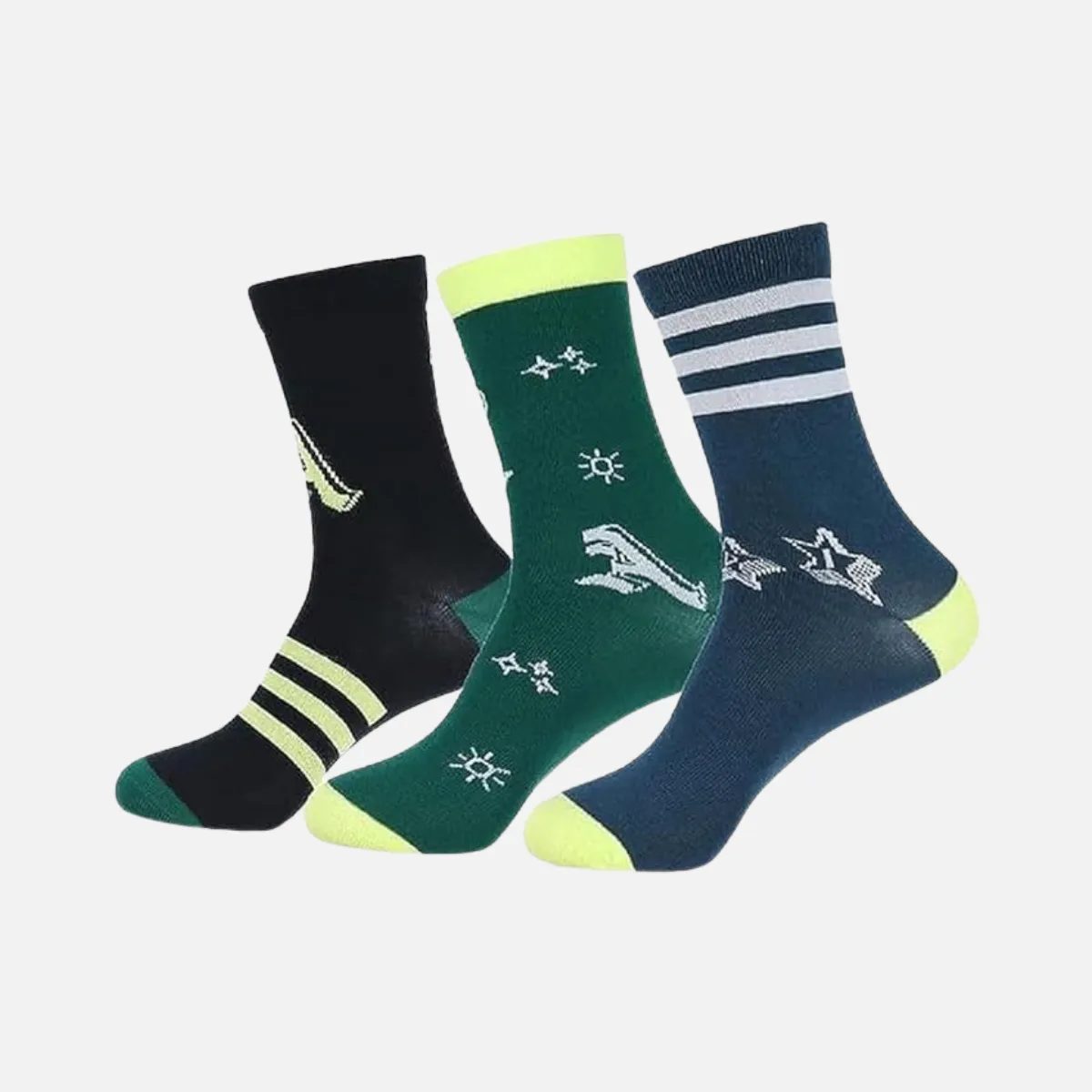 Adidas Brand Love Kids Unisex Crew Socks 3 Pairs -Collegiate Green/Black/Arctic Night F23