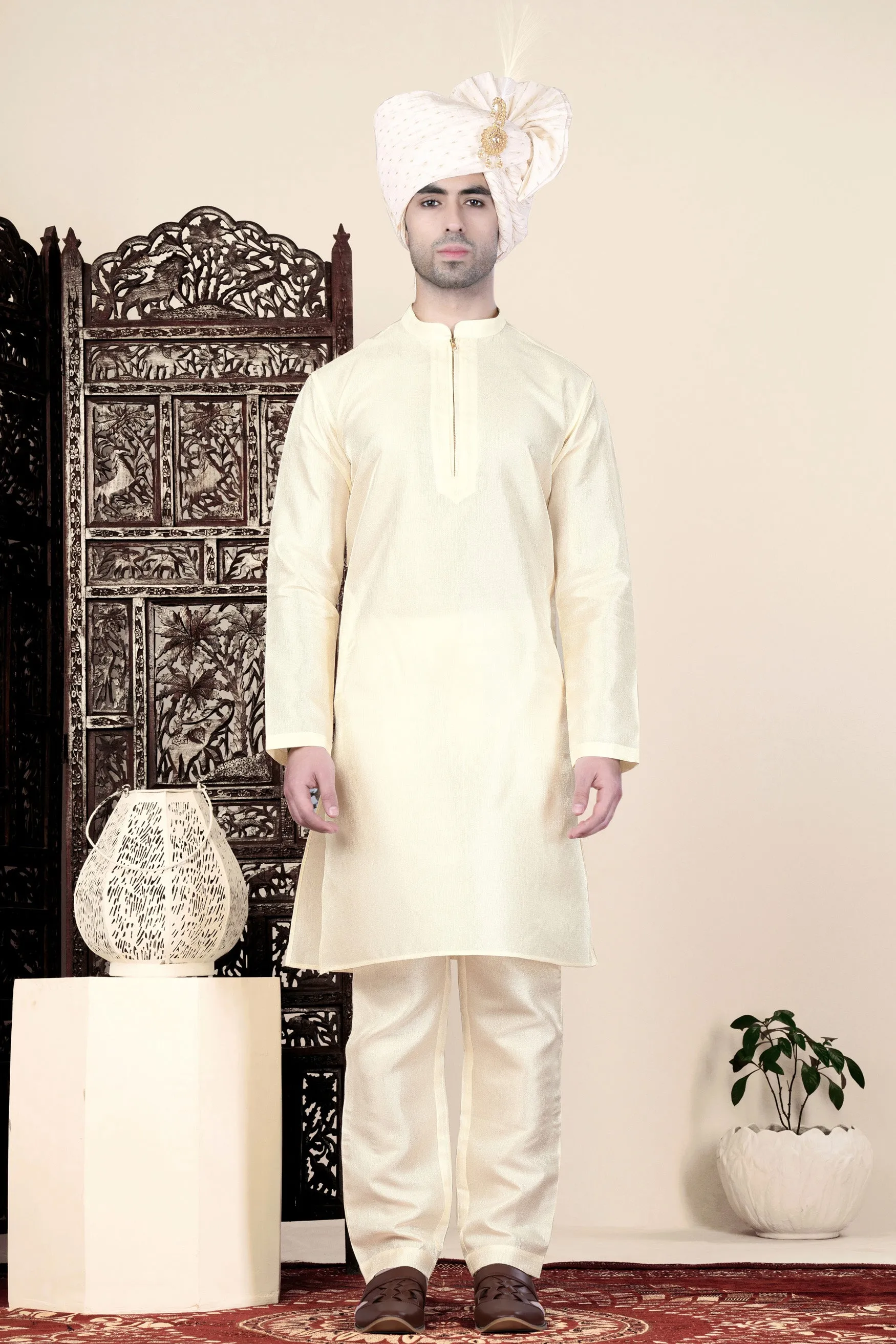 Albescent Cream Kurta Set