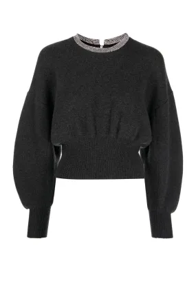 Alexander Wang Crystal Trim Jumper - Charcoal