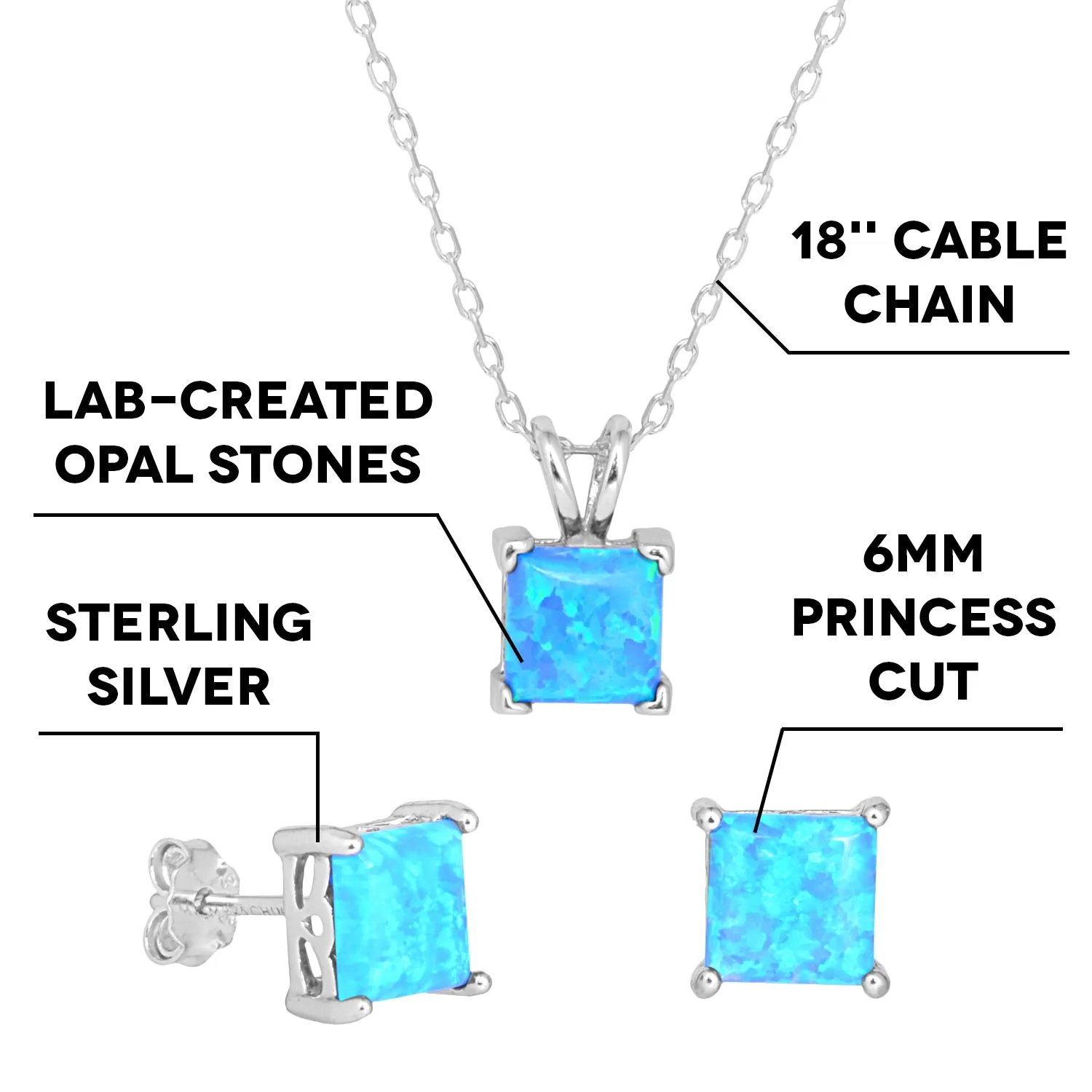 Amphitrite Opal Sterling Silver Necklace & Earring Set