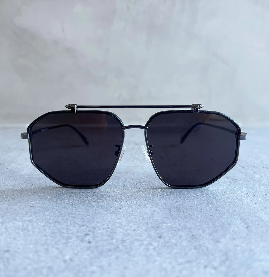 AMQ AM0337S Sunglasses, Ruthenium/Grey