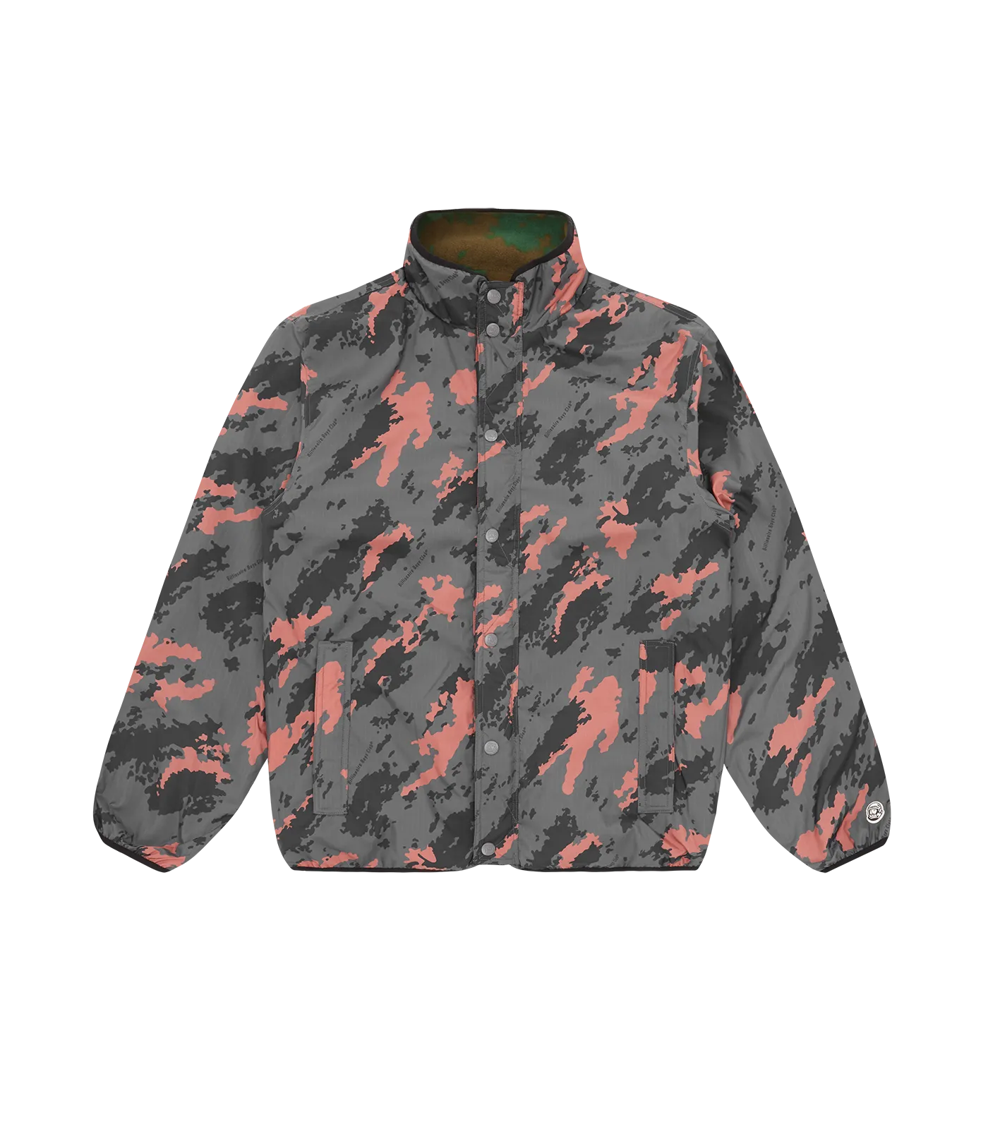 A/O CAMO PRINT REVERSIBLE FLEECE JACKET - GREEN/GREY