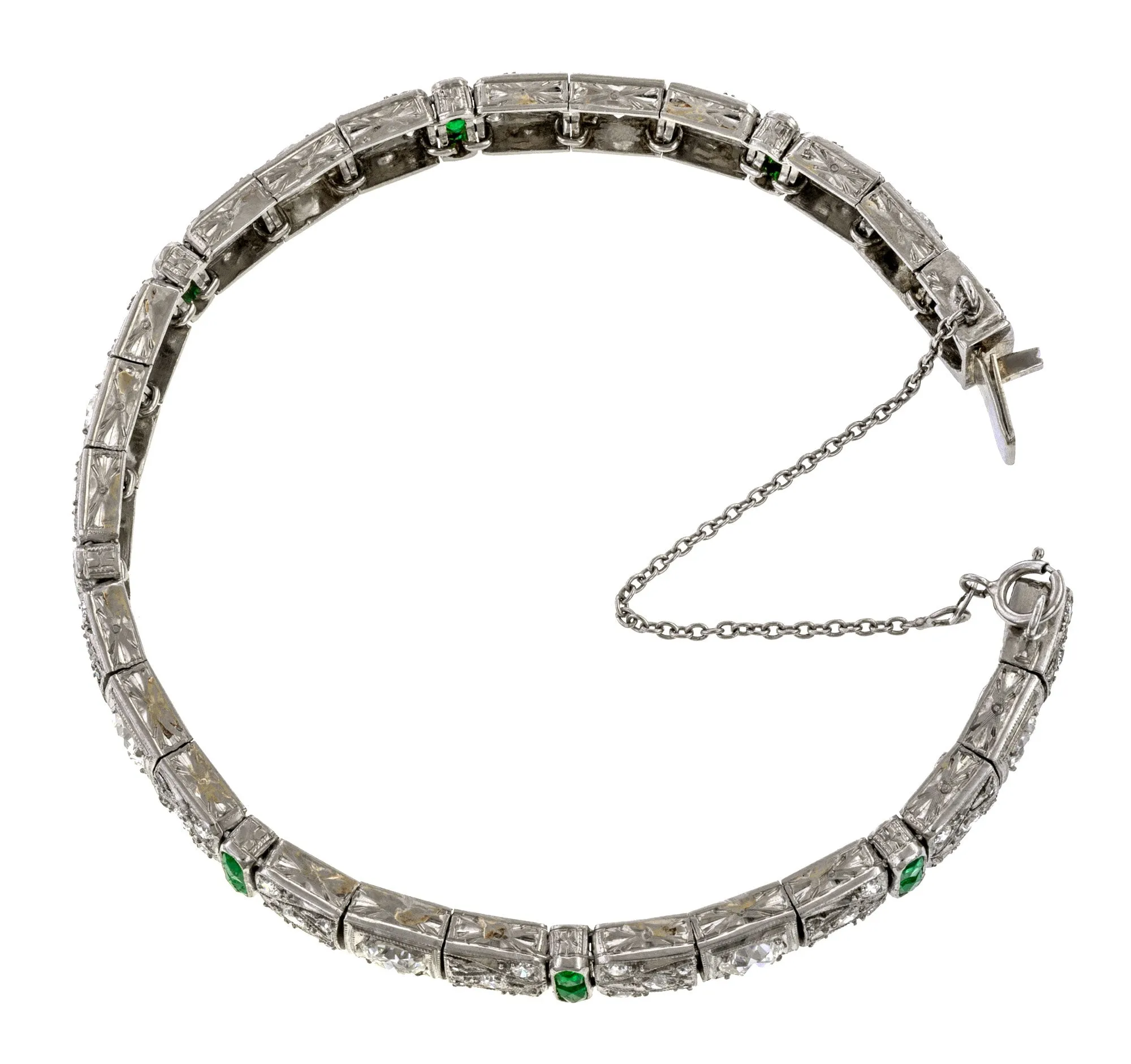 Art Deco Diamond & Emerald Bracelet