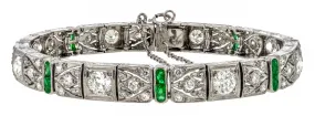 Art Deco Diamond & Emerald Bracelet