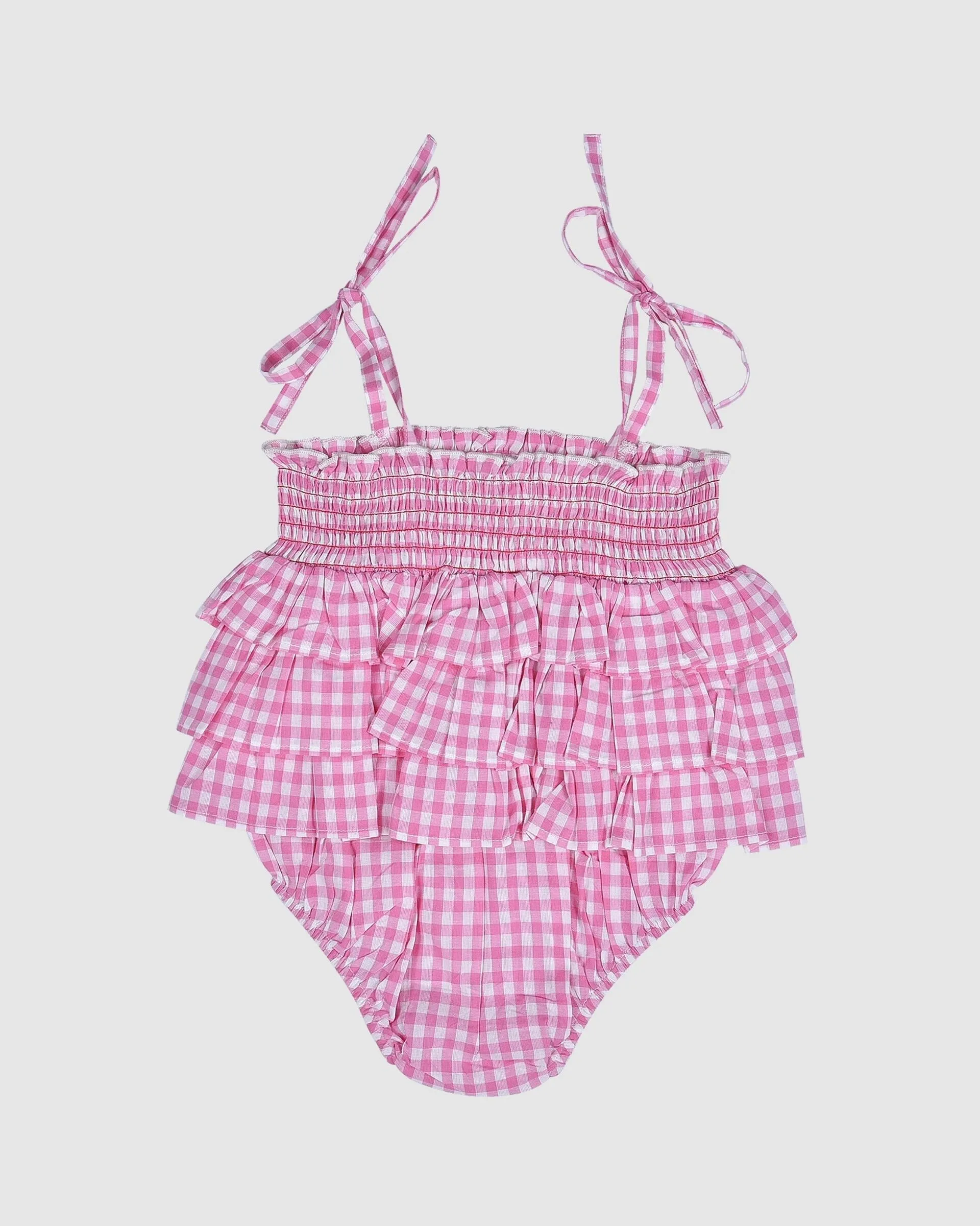 Astrid Playsuit - Pink GIngham Cherry