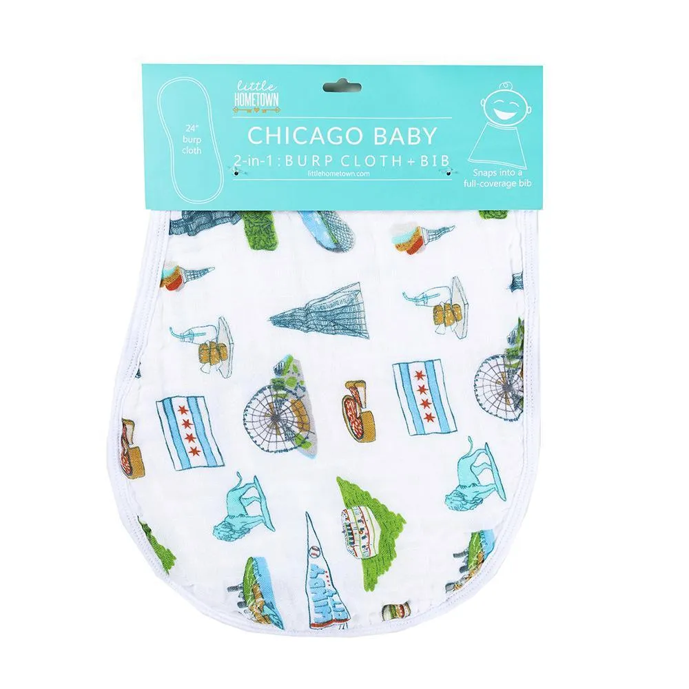 Baby Burp Cloth & Bib Combo: Chicago Baby