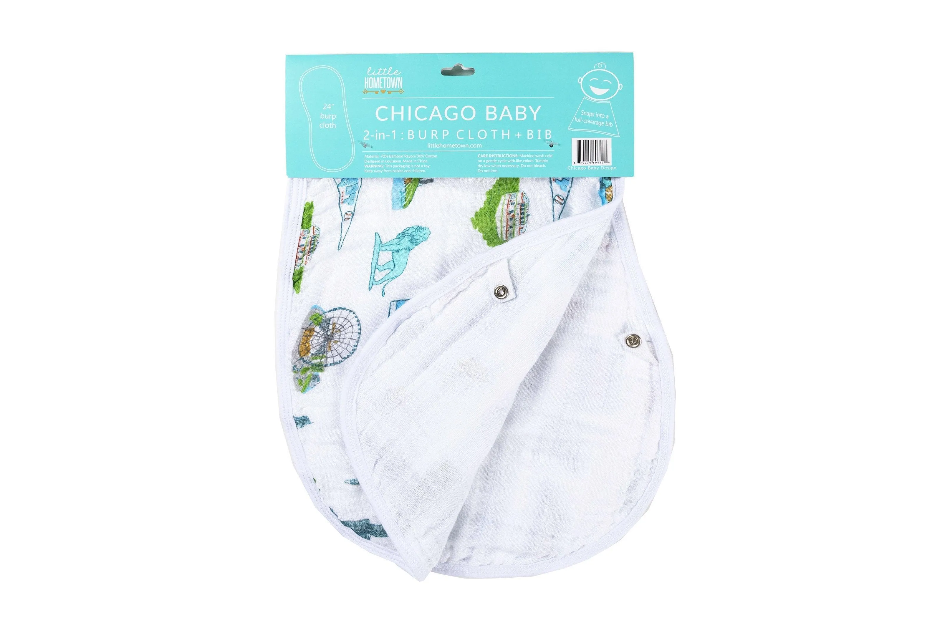 Baby Burp Cloth & Bib Combo: Chicago Baby