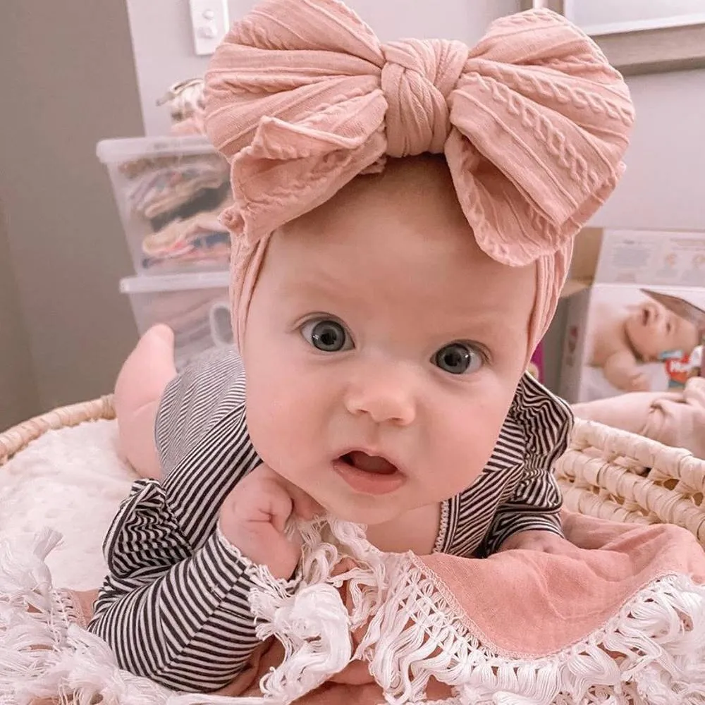 Baby Top Knot Double Bow Headband Magenta