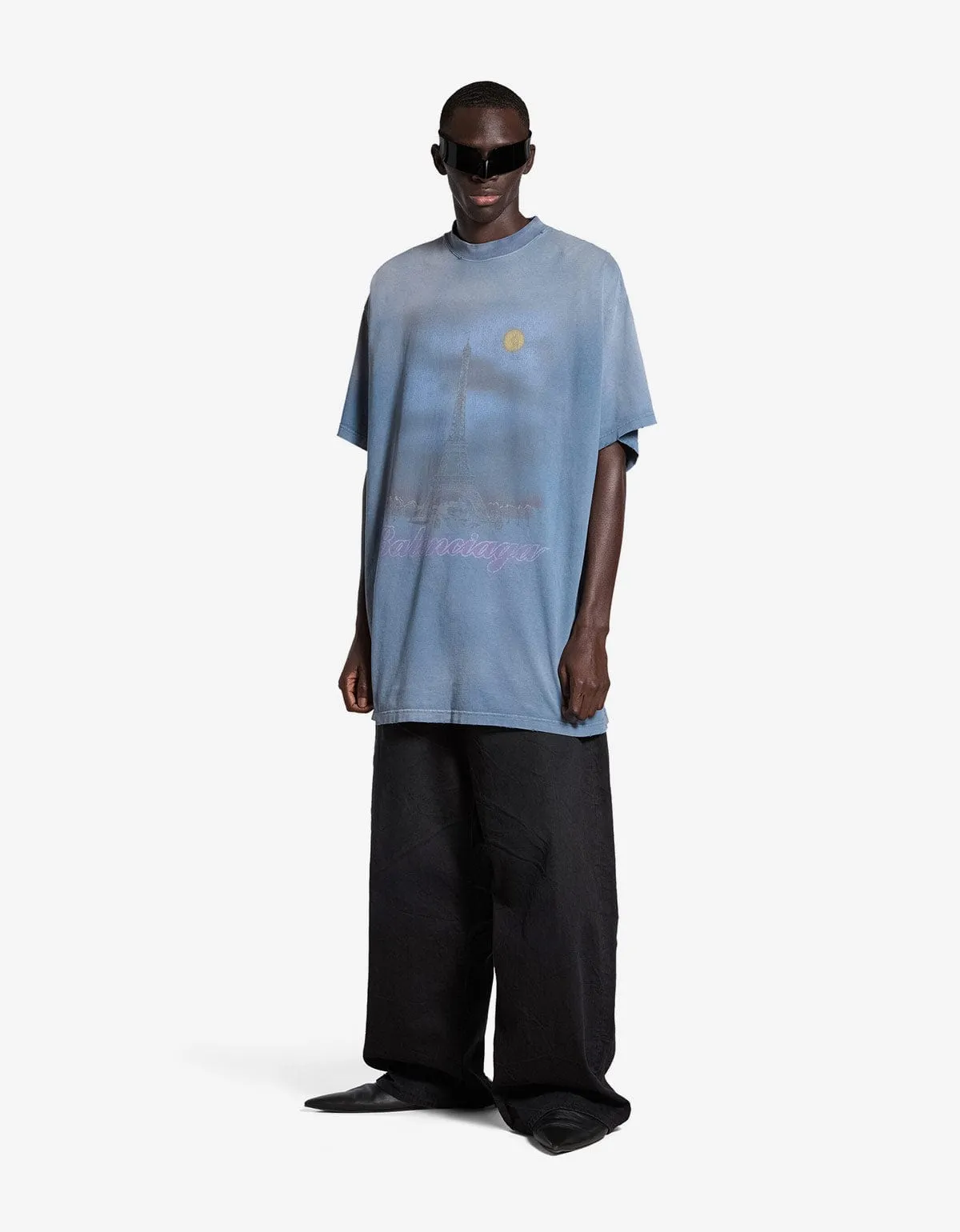 Balenciaga Blue Paris Moon Oversized T-Shirt