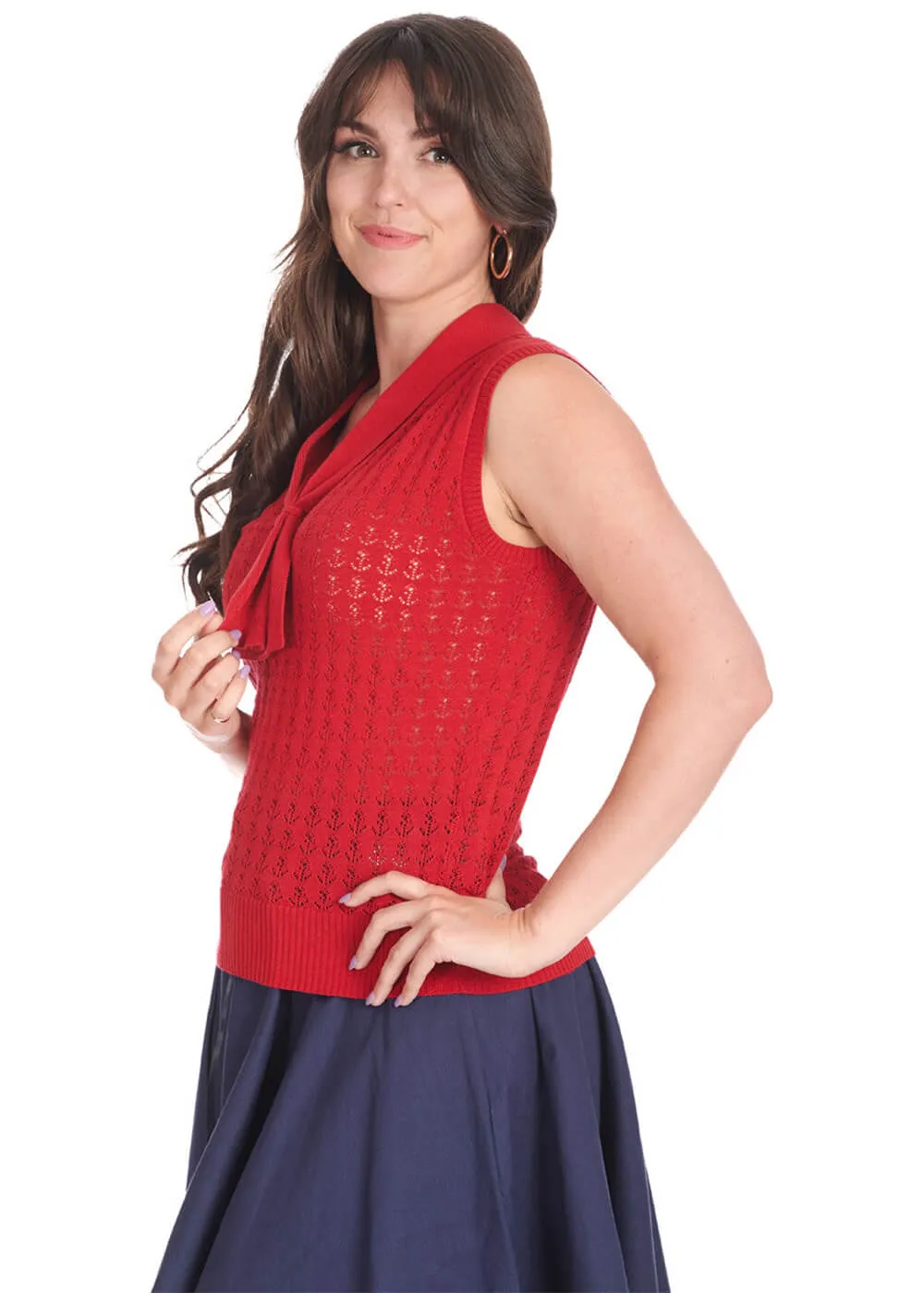 Banned Anchor Ahoy Sailor Knitted 40's Top Red