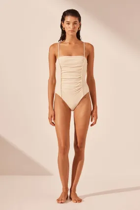 BEAU GATHERED BODYSUIT - MACADAMIA