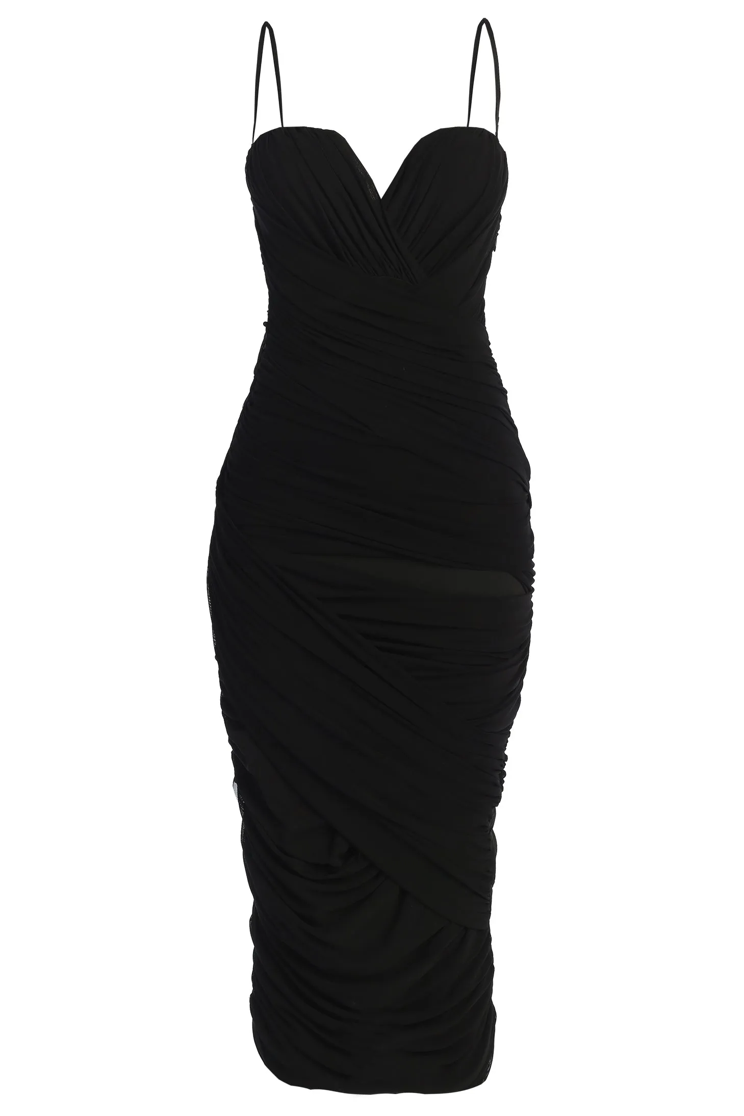 Black Arcadia Mesh Midi Dress