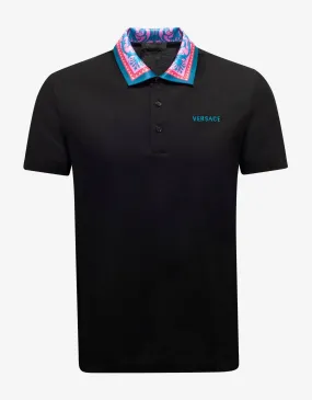 Black Barocco Collar Polo T-Shirt