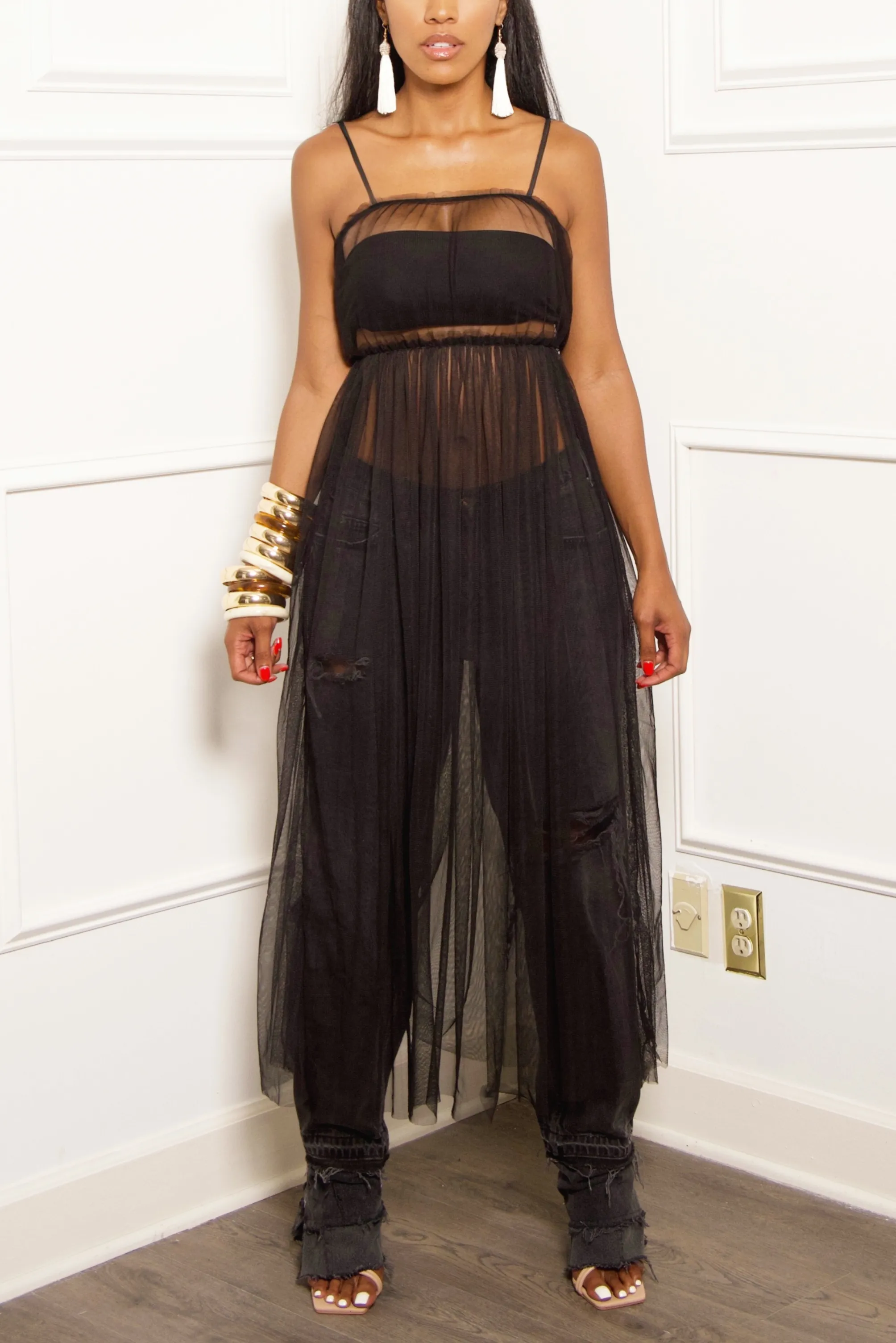 Black Sheer Tulle Top/Dress