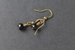 Black Spinel & Brass Earrings