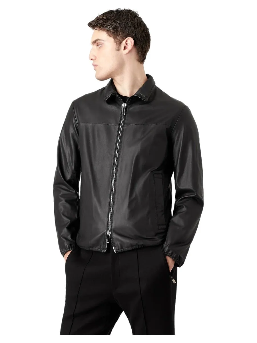 Blouson full zip in nappa di agnello semianilina