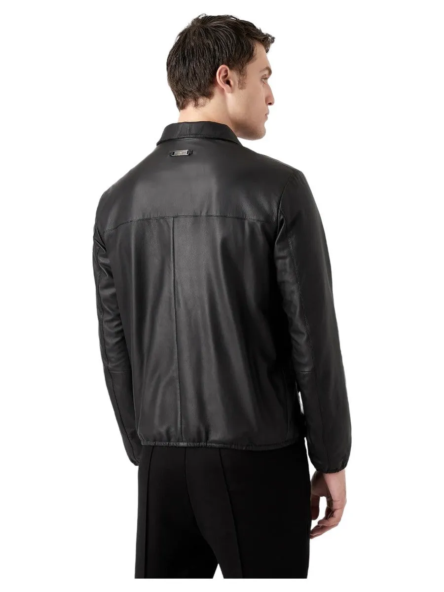 Blouson full zip in nappa di agnello semianilina