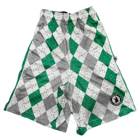 Boys Grey & Green Argyle Attack Short