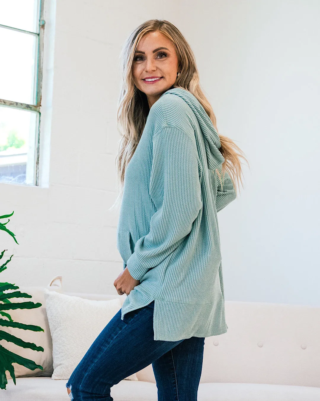 Bria Mint Corded Hooded Top